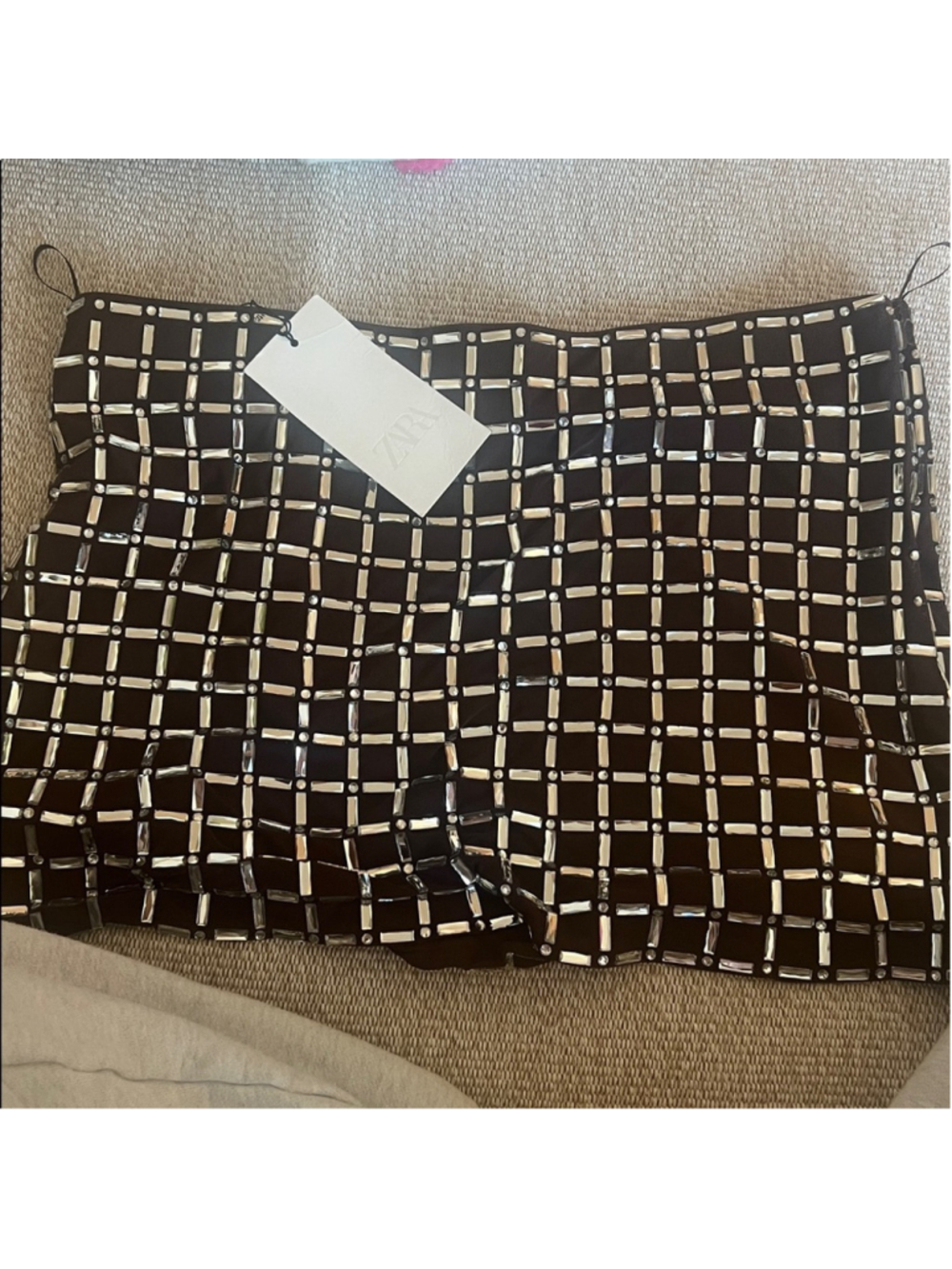 Zara Brown Sparkly Mini Skirt part of Coord Matching Skirt Set L NWT - Picture 6 of 6
